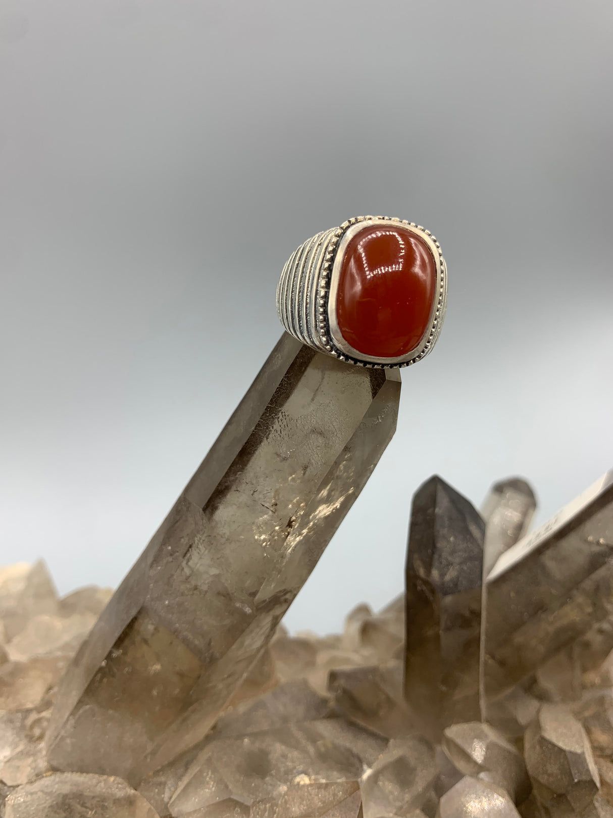 Sterling Silver Carnelian Ring - Size 10