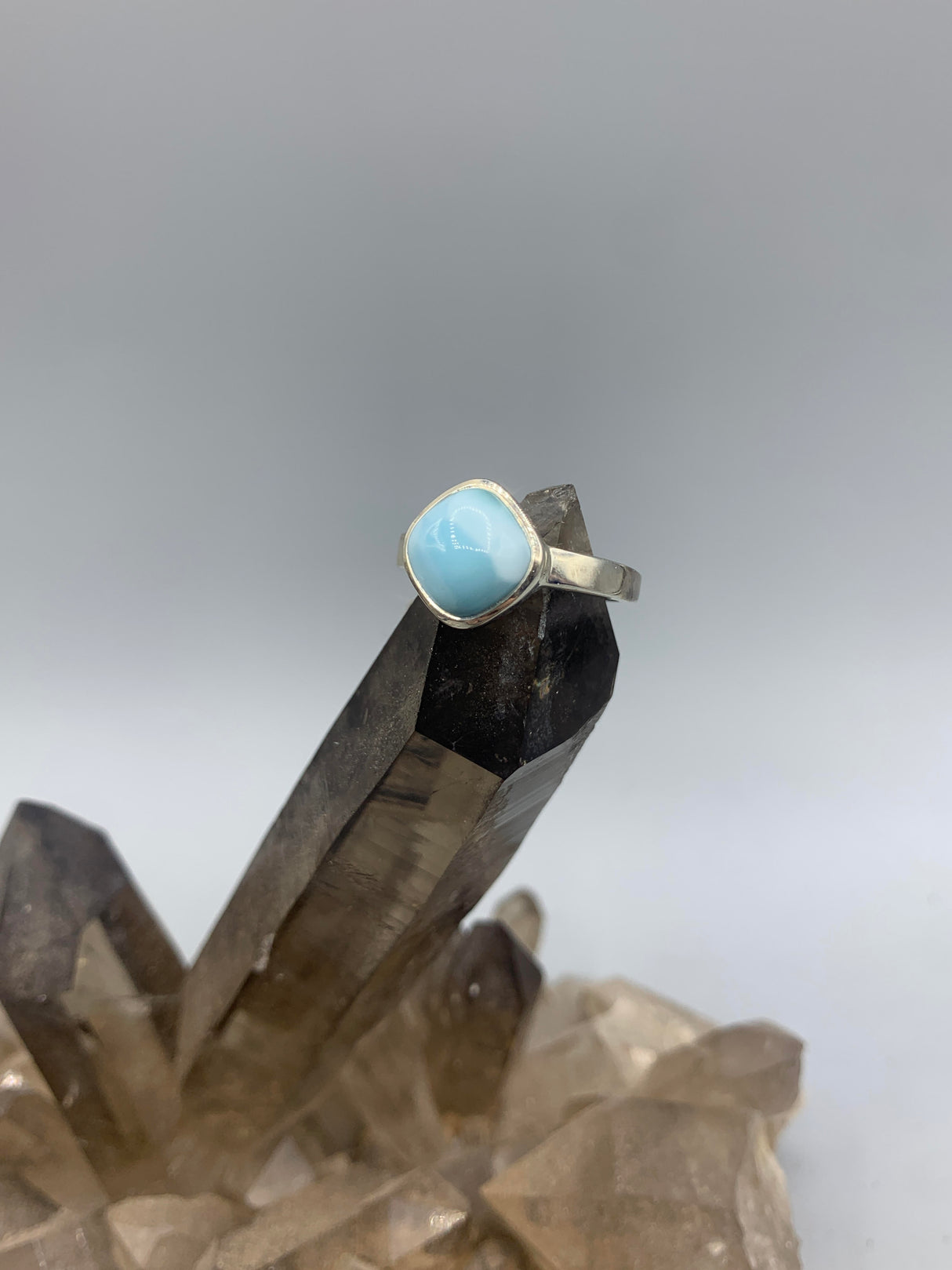 Sterling Silver Larimar Ring - Size 8
