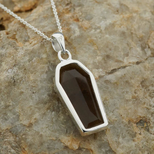 Sterling Silver Coffin Pendant - Assorted Gemstone