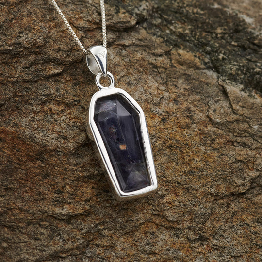 Sterling Silver Coffin Pendant - Assorted Gemstone
