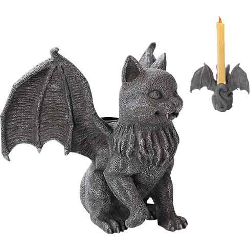 Vampire Cat Gargoyle - Candle Holder (6.25"H)