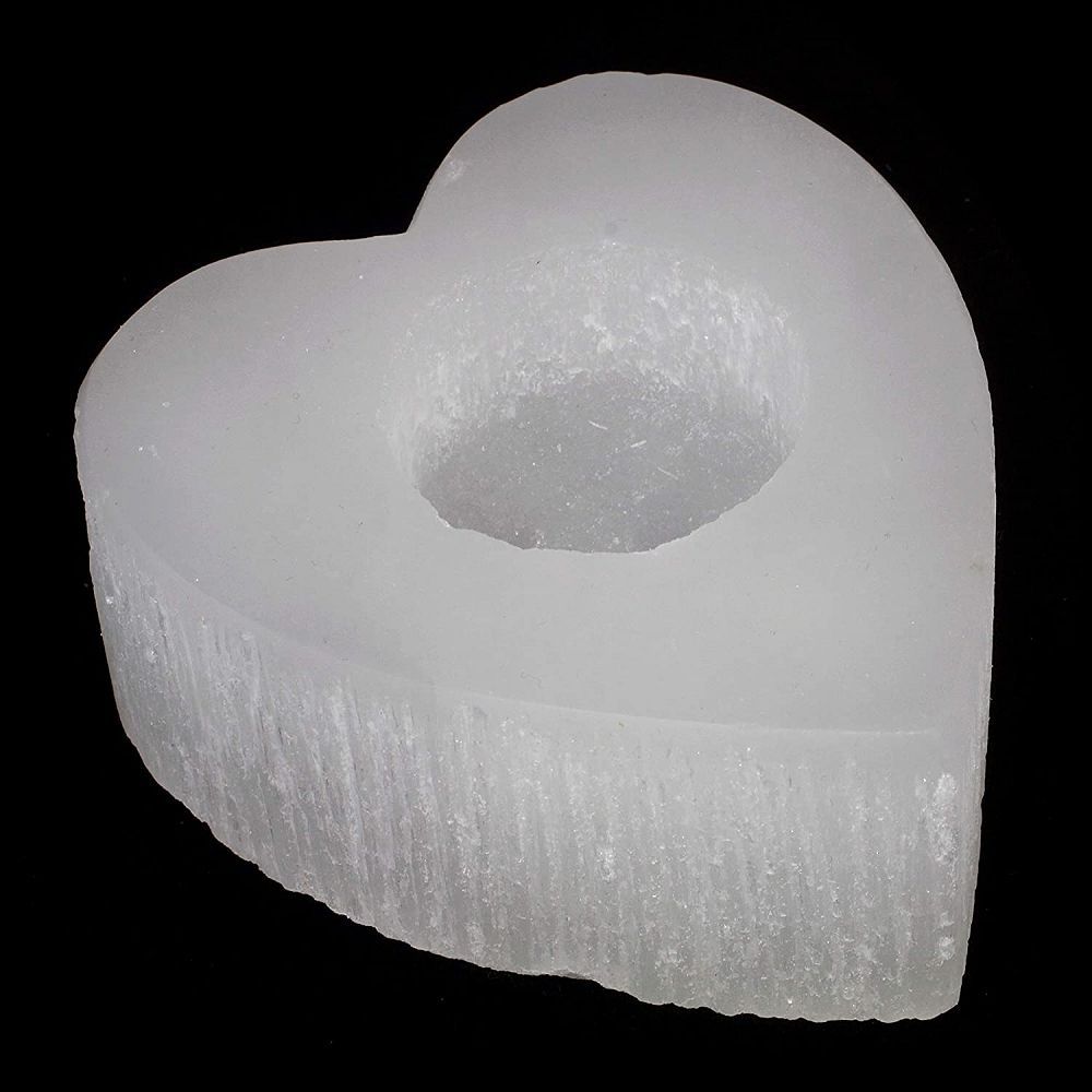Selenite Candleholder - Heart