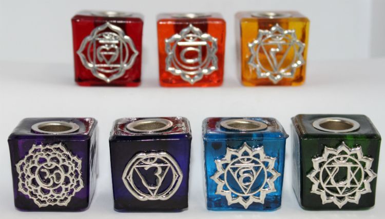 Mini Glass Chakra Candle Holder