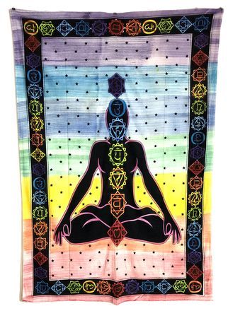 Indian 7 Chakra - Cotton Tapestry (135x220cm)