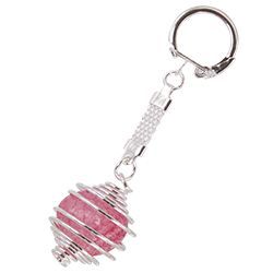 Tumbled Stone Keychain Cage - Silver