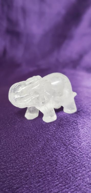 Crystal Quartz Elephant - Carving (1"H x 2"L)