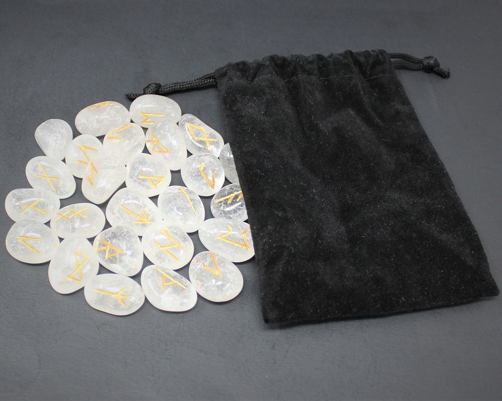 Clear Quartz Rune Set