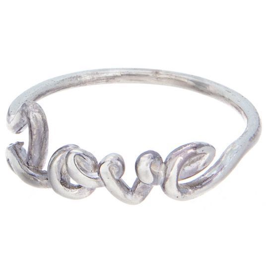 Sterling Silver Love Ring - Size 7