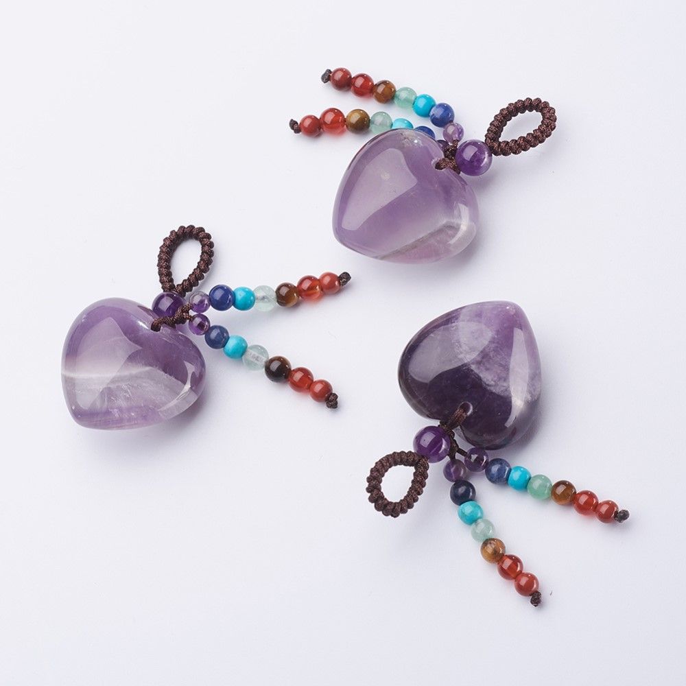 Amethyst Heart Pendant w/Chakra