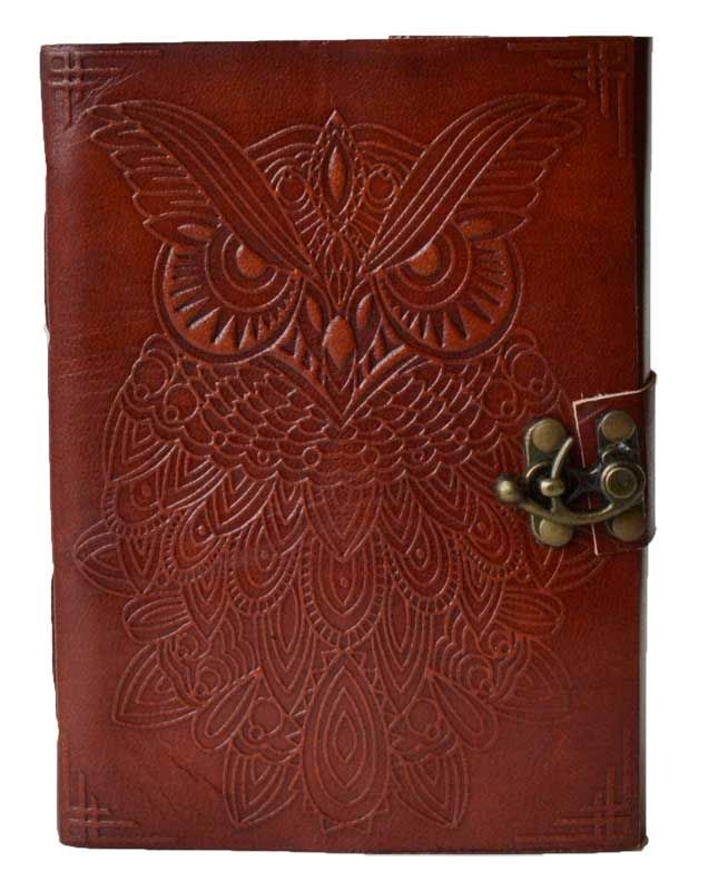 Owl Leather Blank Book w/latch