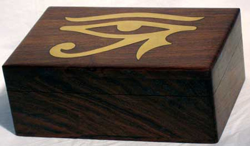 Brass Inlaid Eye of Horus Box (4x6")