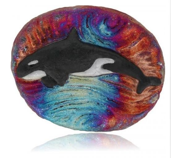 Raku Magnet - Orca