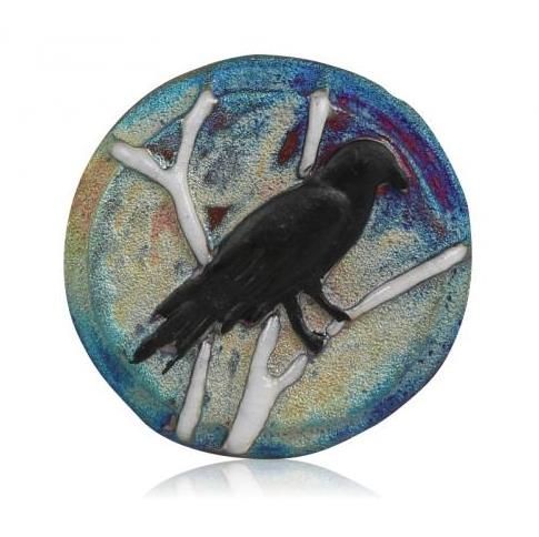 Raku Magnet - Raven