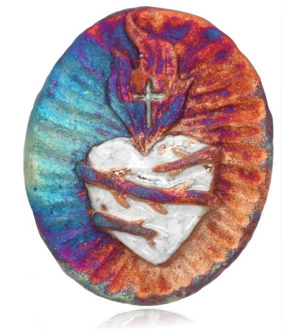 Raku Magnet - Sacred Heart