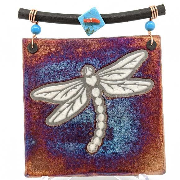 Raku Tile - Dragonfly