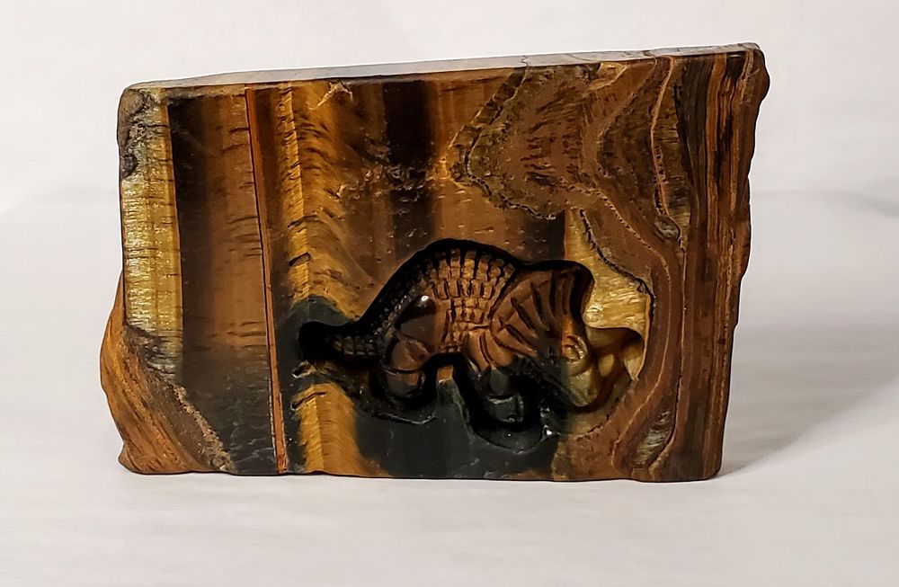 Tigers Eye Triceratops Carving