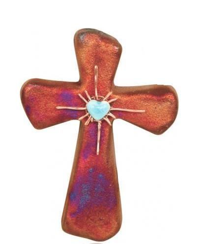 Raku Cross Magnet - Star Heart (2.5")