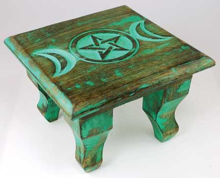 Antiqued Triple Moon Altar Table (6x6")