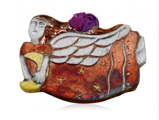 Raku Ornament - Moon Angel