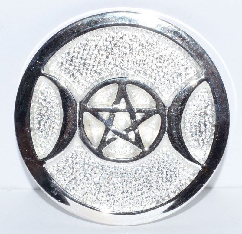 Triple Moon Silver Altar Tile (3.5"D)