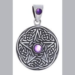 Sterling Silver Amethyst Celtic Pentacle - Pendant