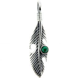 Sterling Silver Gemstone Feather - Pendant