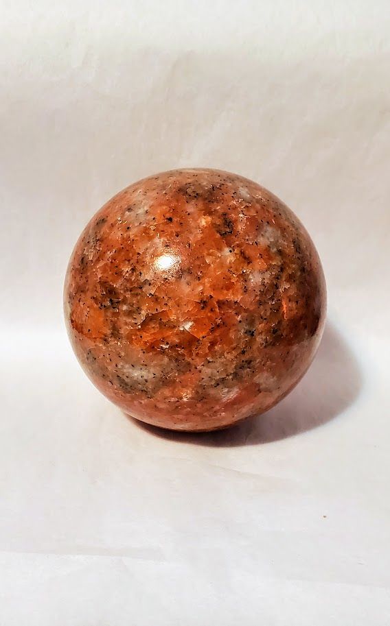 Orange Calcite & Apatite Sphere - Medium (3.5")