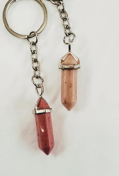 Gemstone Point Plated Keychain
