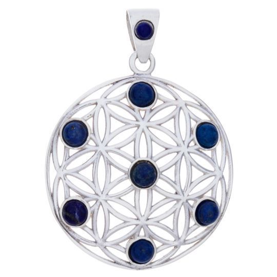 Sterling Silver Lapis Flower of Life - Pendant