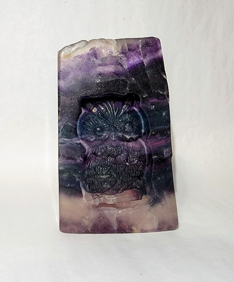 Fluorite Owl Carving S