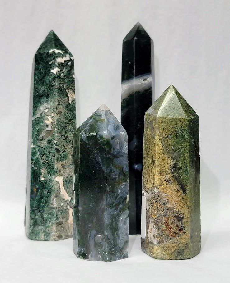 Green Moss Agate Obelisk - Medium (80-109g)