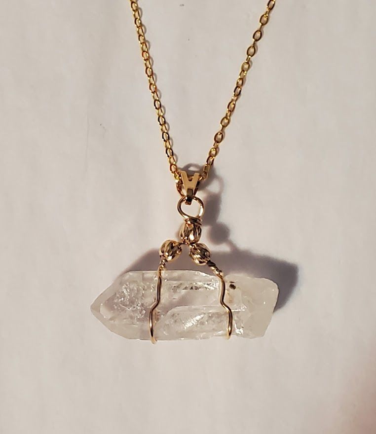 Single Quartz Point Silver Necklace