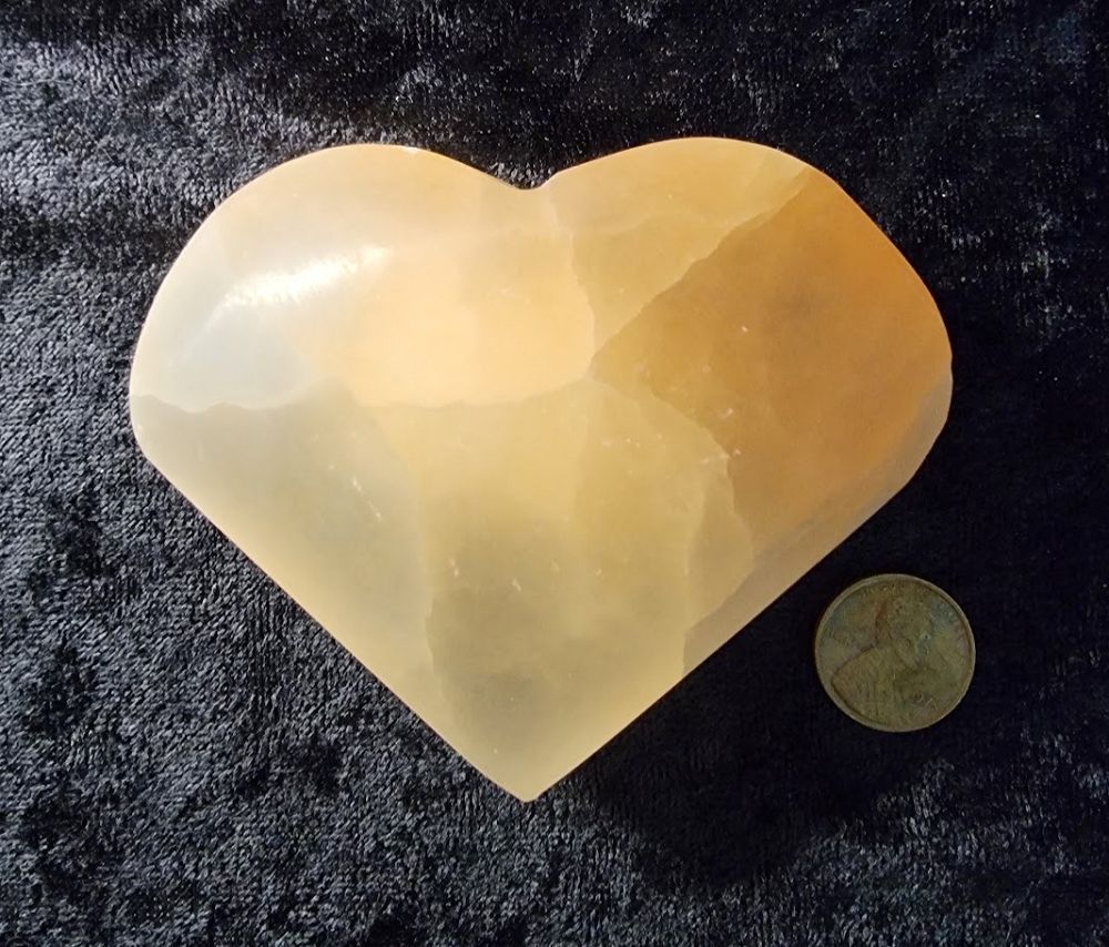 Selenite Heart - Orange