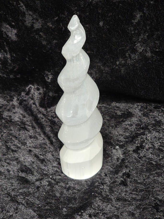 Selenite Spiral Point - Large