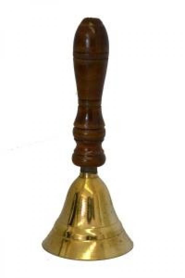 Brass Bell w/ Wooden Handle (5.5"H)