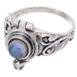 Sterling Silver Oval Box Ring Labradorite - Size 9