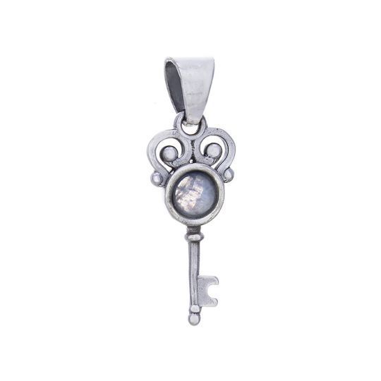 Sterling Silver Rainbow Moonstone Key - Pendant