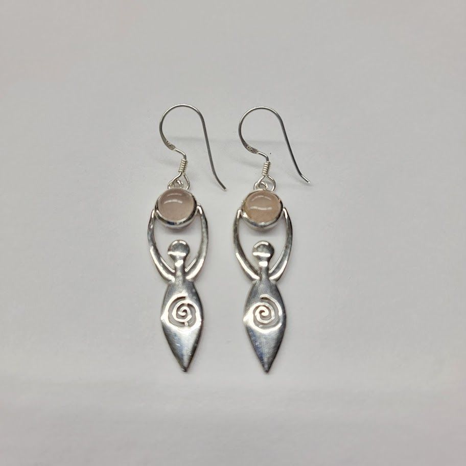 Sterling Silver Rose Quartz Goddess Earrings