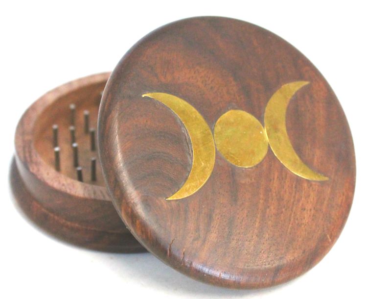 Triple Moon - Wooden Herb Grinder (3")