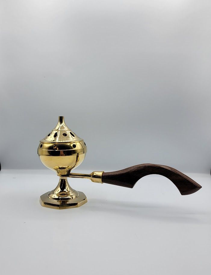 Brass Burner - Wooden Handle (8"L)
