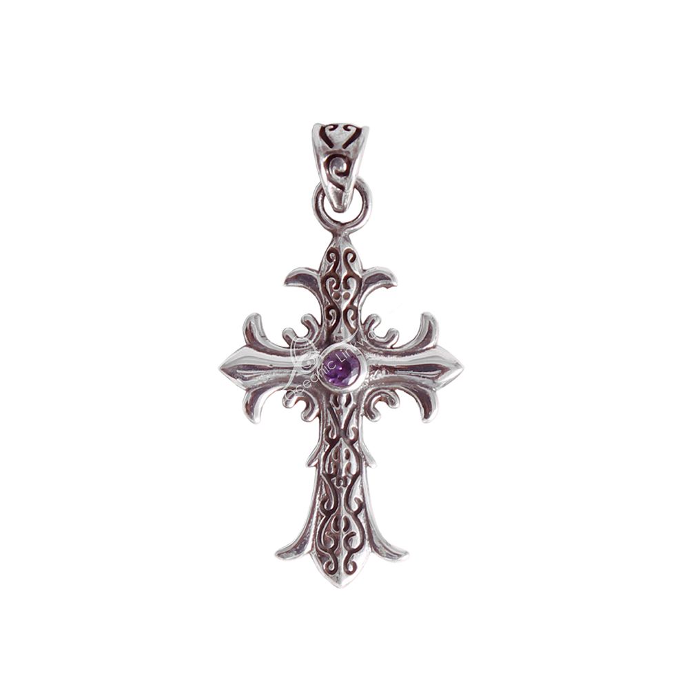 Sterling Silver Amethyst Cross Pendant