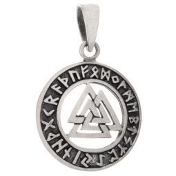 Sterling Silver Valknut Rune - Pendant