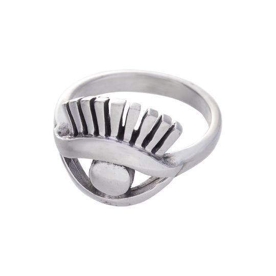 Sterling Silver Evil Eye Ring with Lashes - Size 6