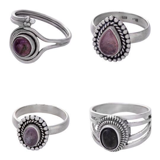 Sterling Silver Mixed Tourmaline Ring - Size 9