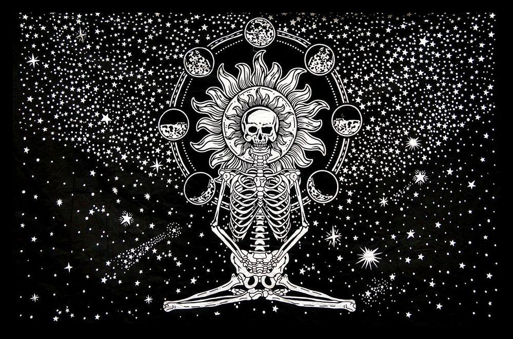 Skeleton Yoga Meditation - Tapestry (140x210cm)