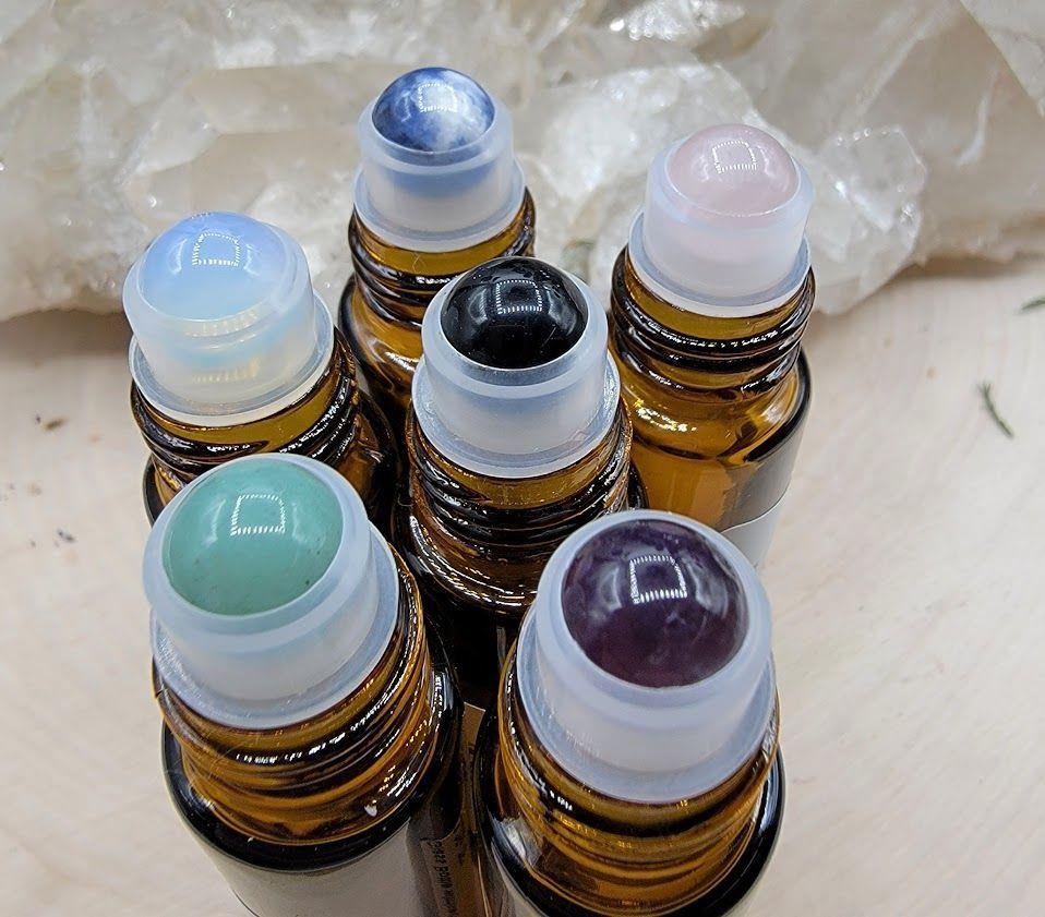 Glass Bottle w/mixed stone roll