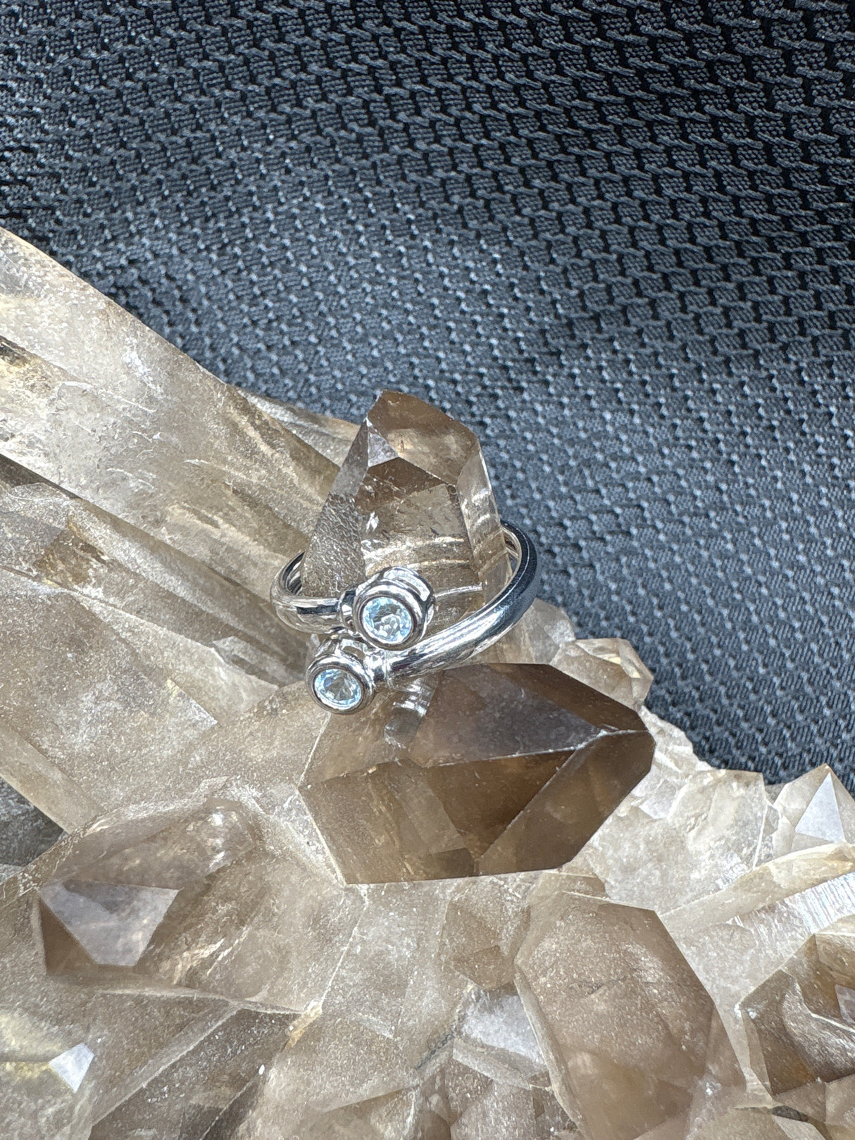 Sterling Silver Double Blue Topaz Ring - Size 8