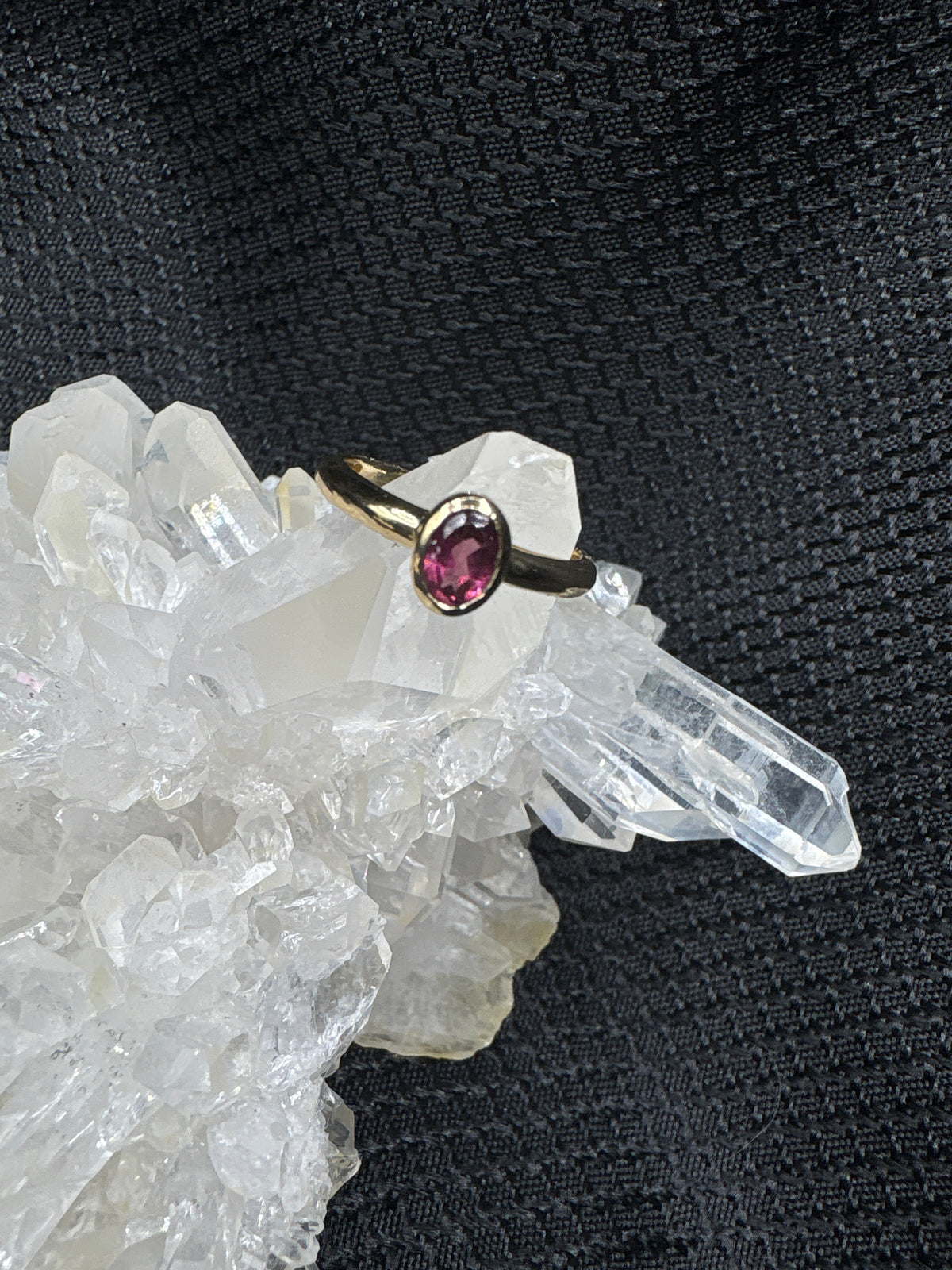 Gold Alloy Rhodonite Ring - Size 7