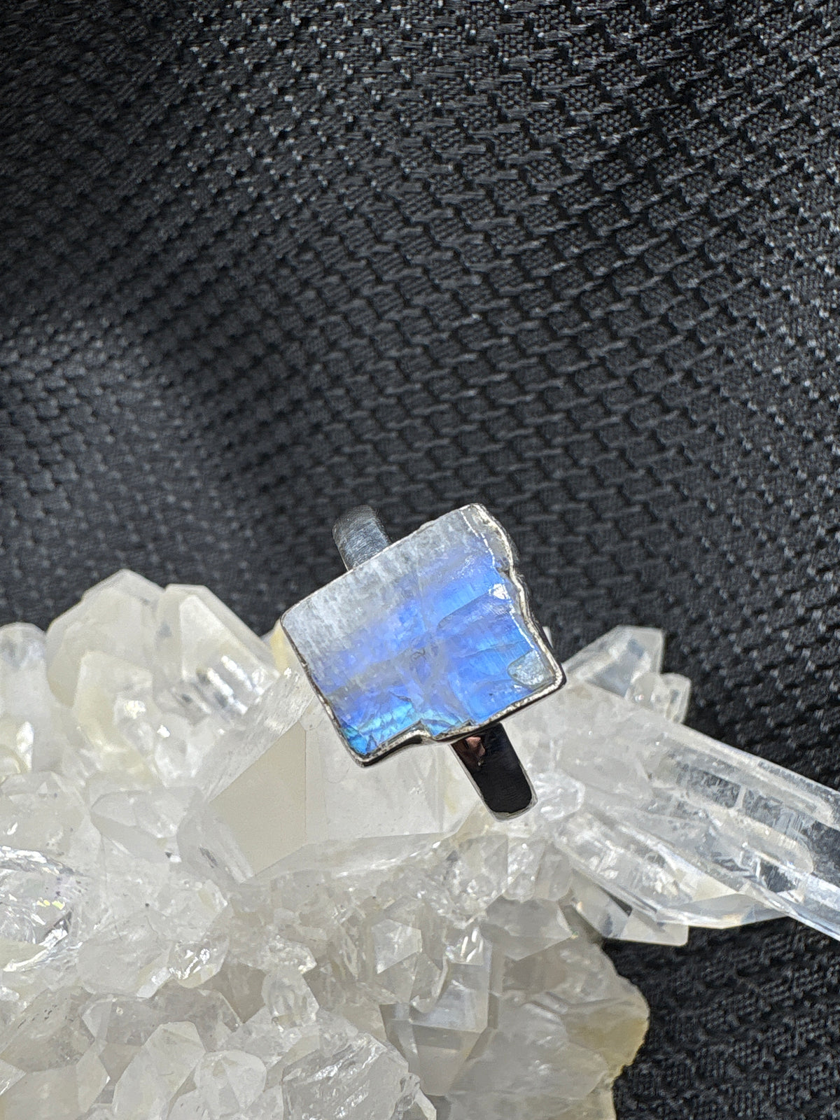 Sterling Silver Tourmaline in Moonstone Ring - Size 12