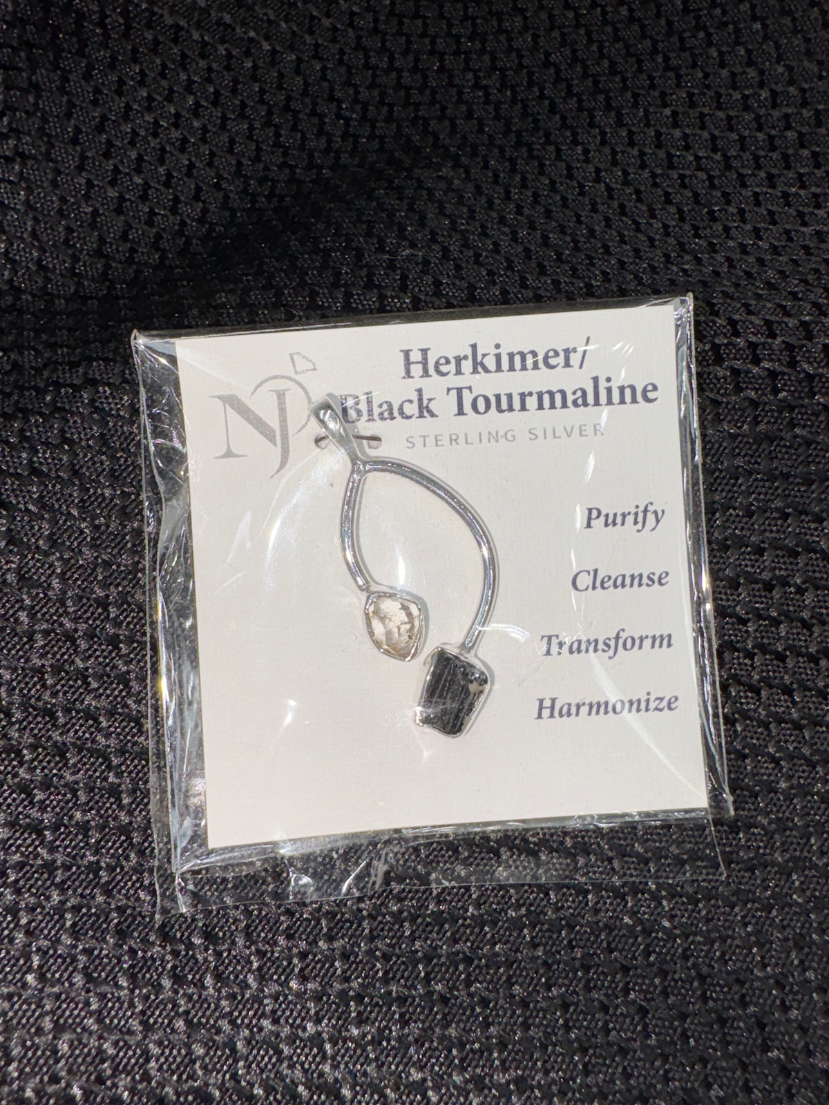 Sterling Silver Black Tourmaline & Herkimer - Pendant